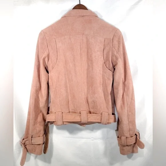 Le Lis Moto Jacket Womens Full Zip Suede Outerwear Size Small - Picture 2 of 11